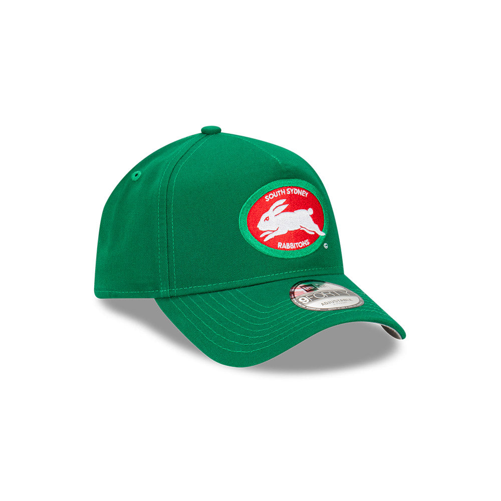 South Sydney Rabbitohs Hat - Green Retro 9Forty A-Frame NRL Snapback Cap - New Era